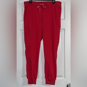 Med Couture red joggers, size large